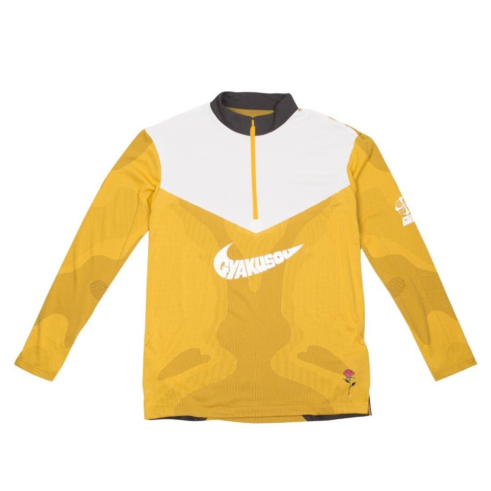 NIKE X GYAKUSOU DRI-FIT HALF ZIP PERFORMANCE PULLOVER IN YELLOW